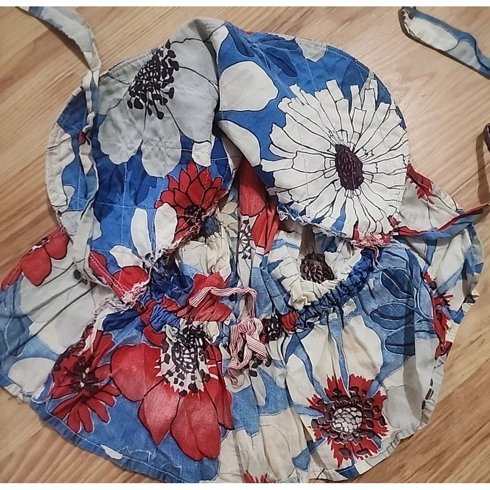 VTG Handmade Ladies Bonnet Sun Hat Floral Gingham Antique Prarie Grannycore